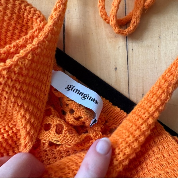 Gimaguas Sz S Pachanka Crochet Orange Resort Beach Halter Mini Dress - Picture 8 of 8